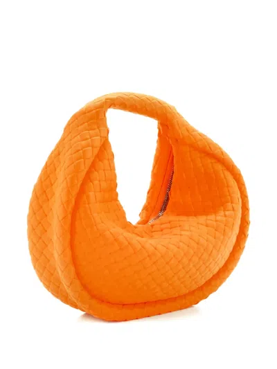 Pre-owned Bottega Veneta Padded Jodie Shoulder Bag Intrecciato Rubber Mini Hobo Bag In Orange