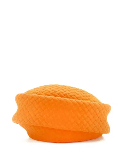 Pre-owned Bottega Veneta Padded Jodie Shoulder Bag Intrecciato Rubber Mini Hobo Bag In Orange
