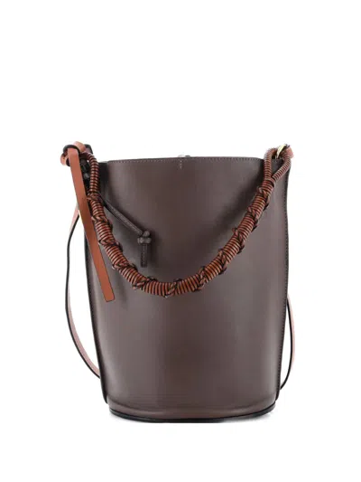 Pre-owned Loewe Gate Top Handle Leather Medium Bucket Bag In Brown