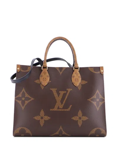 Pre-owned Louis Vuitton Onthego Reverse Monogram Giant Mm Tote Bag In Brown