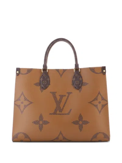 Pre-owned Louis Vuitton Onthego Reverse Monogram Giant Mm Tote Bag In Brown
