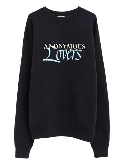 Jw Anderson Embroidered Crew-neck Sweatshirt In Black