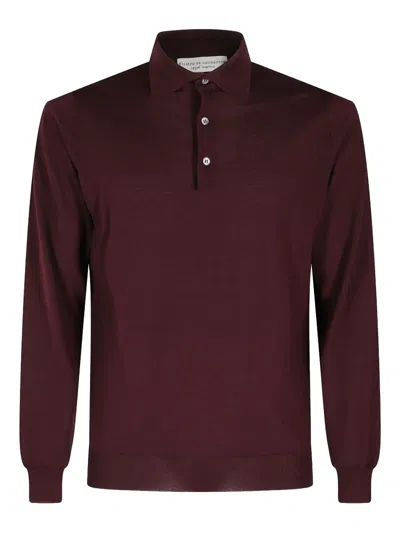 Filippo De Laurentiis Long-sleeve Polo Shirt In Red