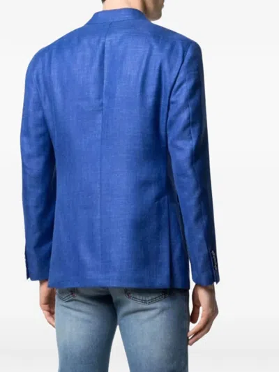 Luigi Bianchi Cobalt Blue Virgin Wool Blend Tailored Jacket In Blue