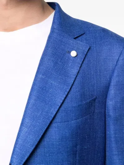 Luigi Bianchi Cobalt Blue Virgin Wool Blend Tailored Jacket In Blue