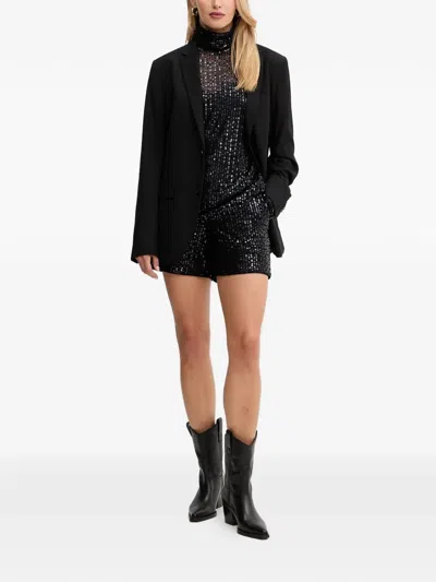 Karl Lagerfeld Sequin High-neck Top In Black