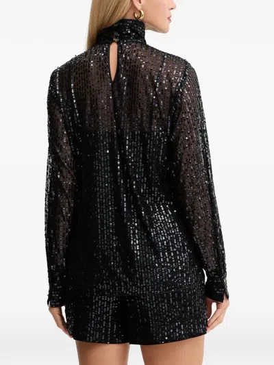 Karl Lagerfeld Sequin High-neck Top In Black