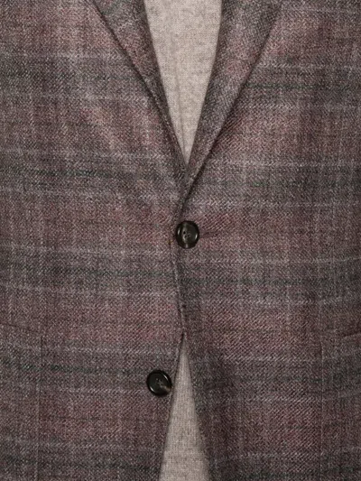 Canali Checked Wool Blazer In Brown