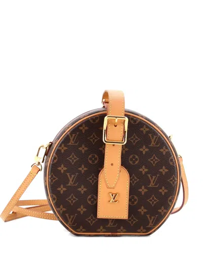 Pre-owned Louis Vuitton Petite Boite Chapeau Bag Monogram Canvas Crossbody Bag In Brown