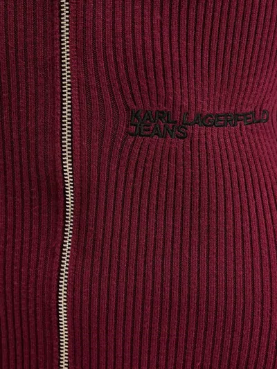 Karl Lagerfeld Jeans Zip-fastening Ribbed Midi Dress In Red