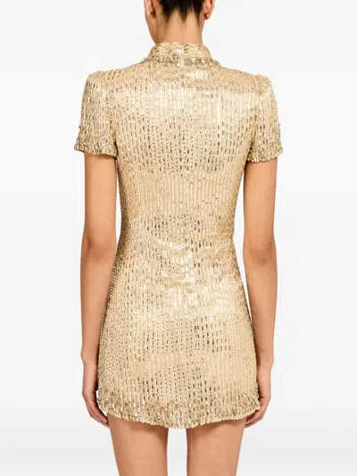 Jenny Packham Kitty Crystal-embellished Turtleneck Mini Dress In Gold