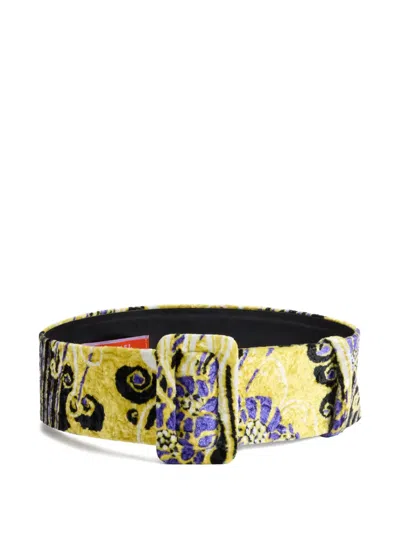 La Doublej Patterned Buckle Belt In Yellow