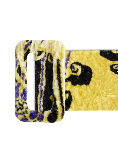 La Doublej Patterned Buckle Belt In Yellow
