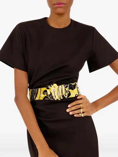 La Doublej Patterned Buckle Belt In Yellow