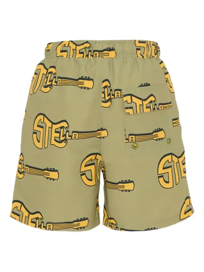 Stella Mccartney Guitar-motif Swim Shorts In Green