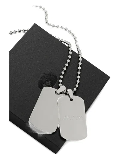 A Bathing Ape Abc Camo Dog-tag Necklace In Silver