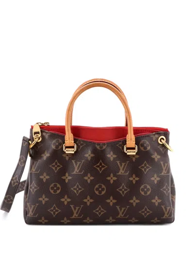Pre-owned Louis Vuitton Pallas Tote Monogram Canvas With Leather Bb Shoulder Bag In Brown