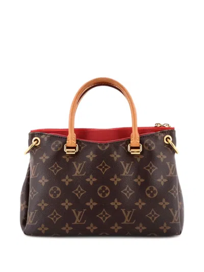 Pre-owned Louis Vuitton Pallas Tote Monogram Canvas With Leather Bb Shoulder Bag In Brown