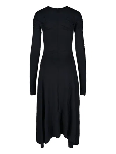 Victoria Beckham Long Sleeve Dress Asymmetric Hem Detail In Black