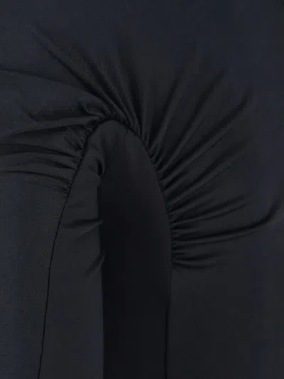 Victoria Beckham Long Sleeve Dress Asymmetric Hem Detail In Black