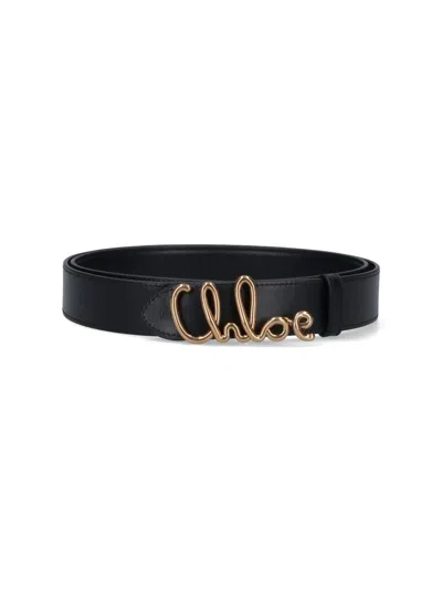 Chloé Iconic Embellished Leather Belt In Black