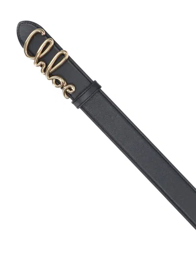 Chloé Iconic Embellished Leather Belt In Black
