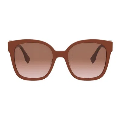 Fendi Ff Diamonds 55mm Gradient Square Sunglasses In Brown