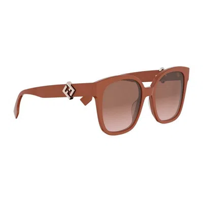 Fendi Ff Diamonds 55mm Gradient Square Sunglasses In Brown