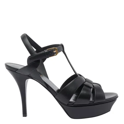 Saint Laurent High Heel Strappy Platform Pumps In Black