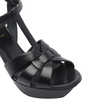 Saint Laurent High Heel Strappy Platform Pumps In Black