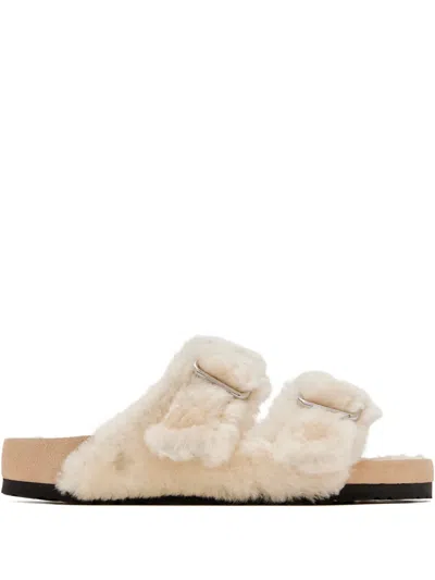 Birkenstock 1774 Arizona Shearling Sandals In Neutral