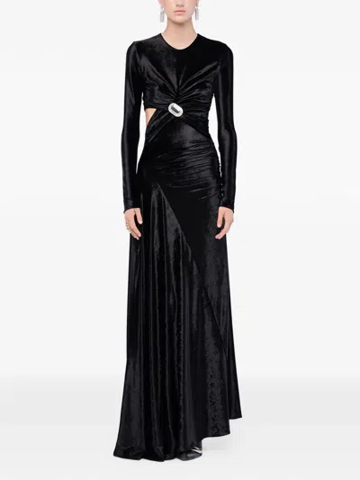 Rabanne Draped Velvet Maxi Dress In Black