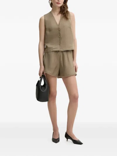 Ivy & Oak Elasticated Frayed Shorts In Neutral