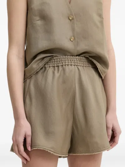 Ivy & Oak Elasticated Frayed Shorts In Neutral