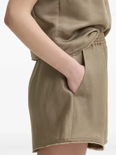 Ivy & Oak Elasticated Frayed Shorts In Neutral