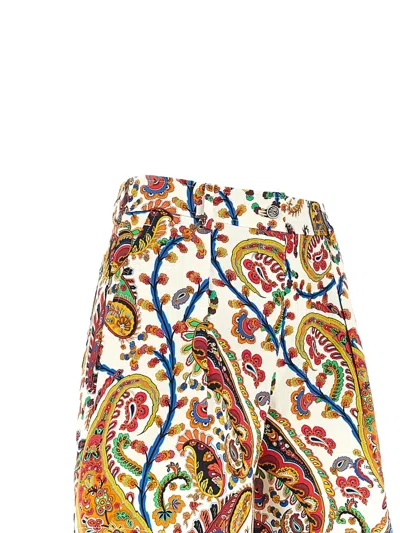 Etro White Floral Paisley-pattern Stretch Cotton Shorts In Multi
