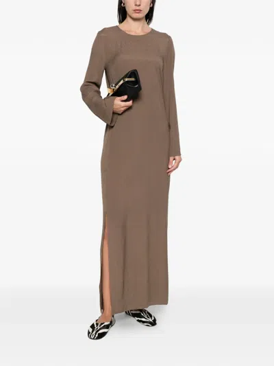 By Malene Birger Kallas Long-sleeve Maxi Dress In Brown