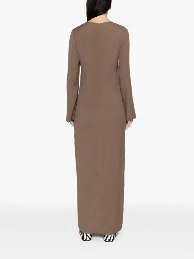 By Malene Birger Kallas Long-sleeve Maxi Dress In Brown