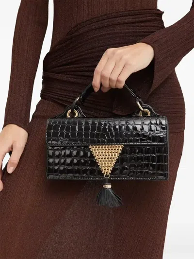 Aquazzura Downtown 24/7 Croc-embossed Tassel Tote Bag In Pattern