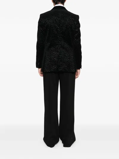 Fursac Pattern Animal Cotton Blazer In Black