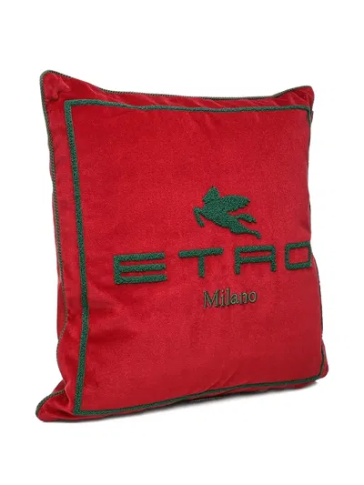 Etro Home Logo-embroidered Cushion (45cm X 45cm) In Red