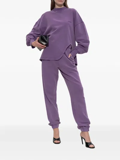 Attico Side-slit Sweatshirt In Purple
