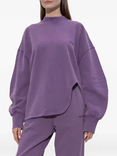 Attico Side-slit Sweatshirt In Purple