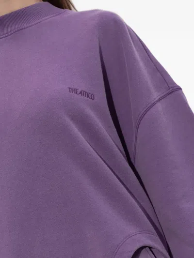 Attico Side-slit Sweatshirt In Purple