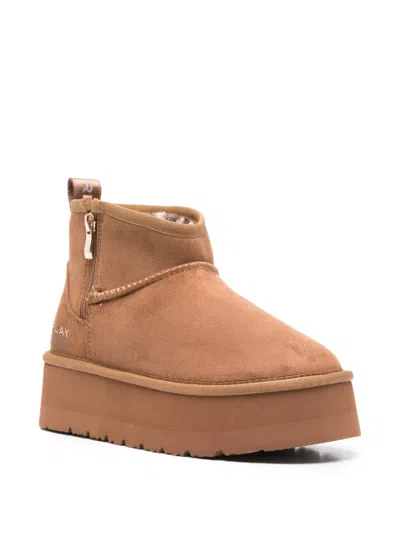 Replay Chic Shearling-lined Platform Ankle Boots In Multi