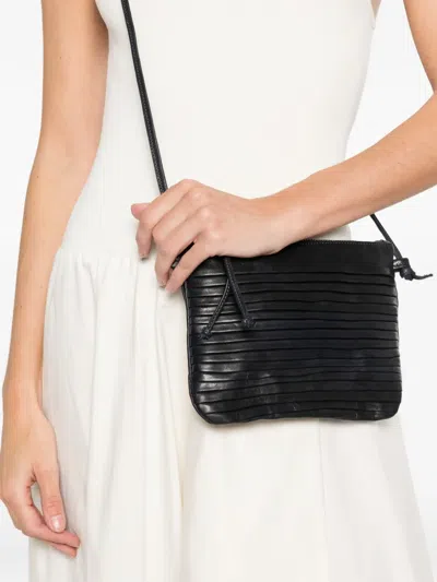 Sommet Pleated Zip Cross Body Bag In Black