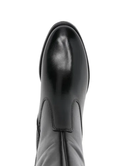 Keys Logo-detail Leather Boots In Black