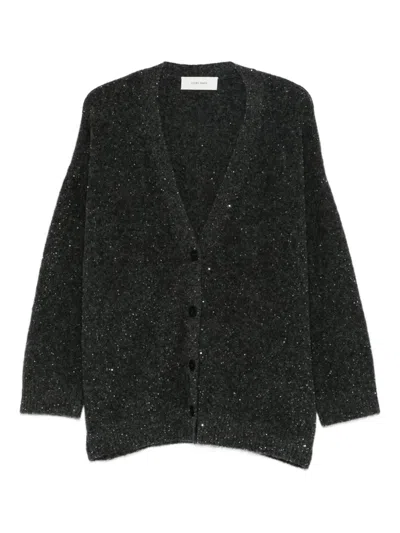 Ivory Paris Sequin-embellished Button-up Cardigan In Gray