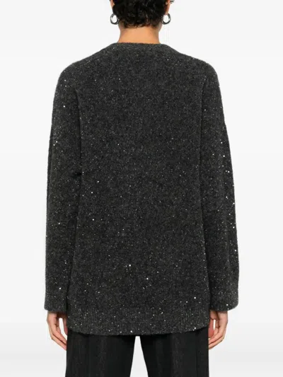 Ivory Paris Sequin-embellished Button-up Cardigan In Gray