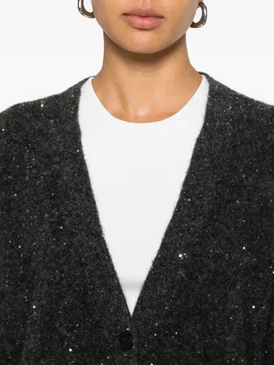 Ivory Paris Sequin-embellished Button-up Cardigan In Gray